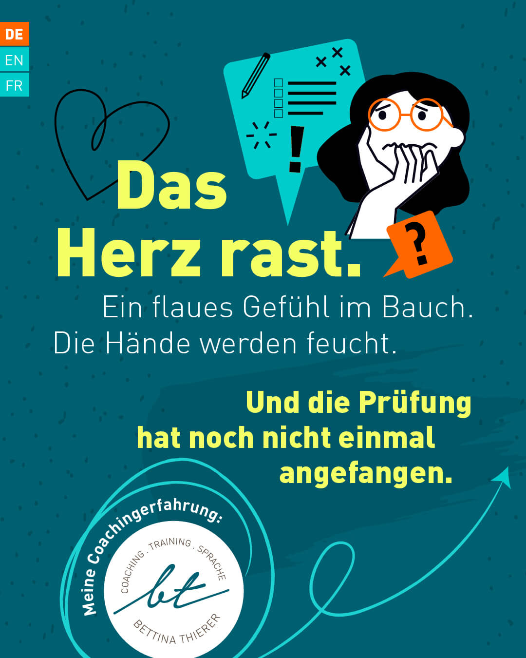 Das Herz rast. Und die Prüfung hat noch nicht einmal angefangen – Blogbeitrag von Bettina Thierer Coaching